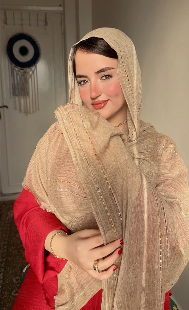 Dotted Thai Hijab - Beige