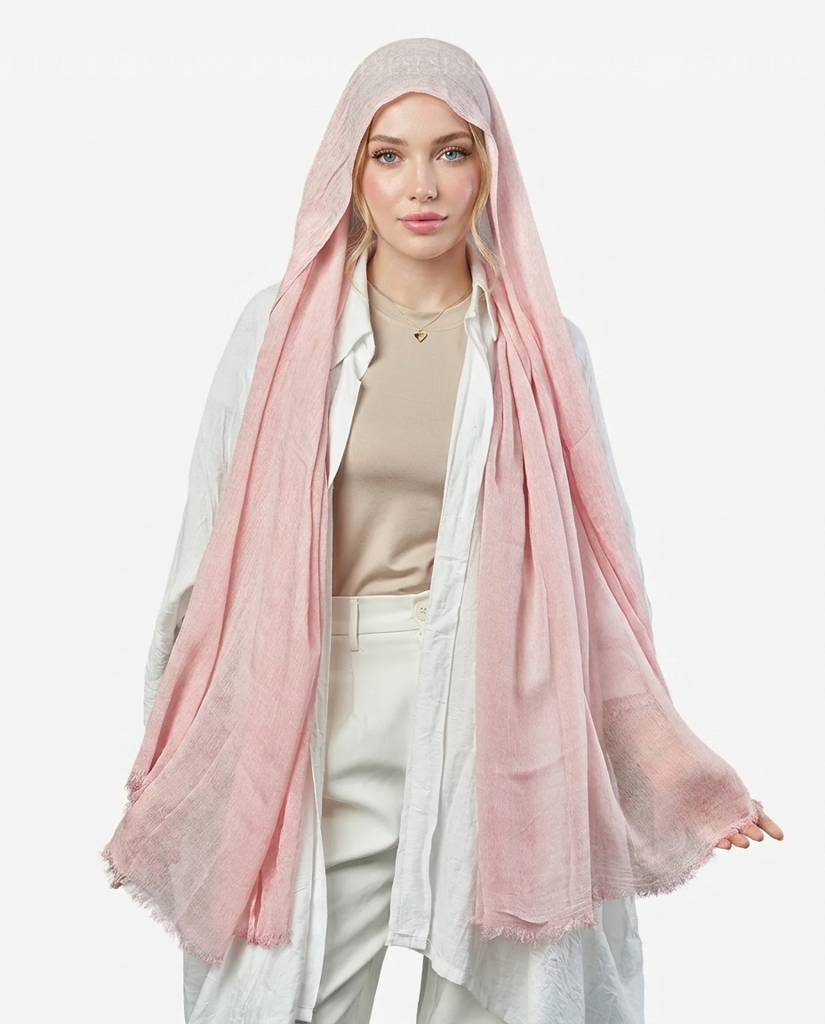 Ruffled Thai Hijab - Pink