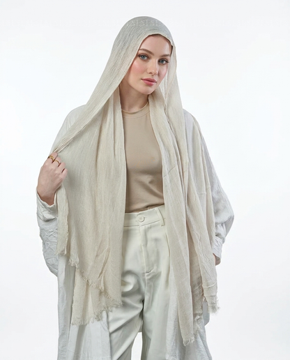 Ruffled Thai Hijab - Creme