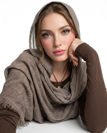 Ruffled Thai Hijab - Greyish Brown