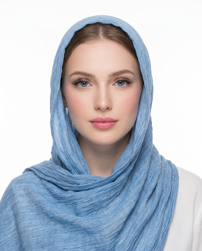Ruffled Thai Hijab - Blue Sky