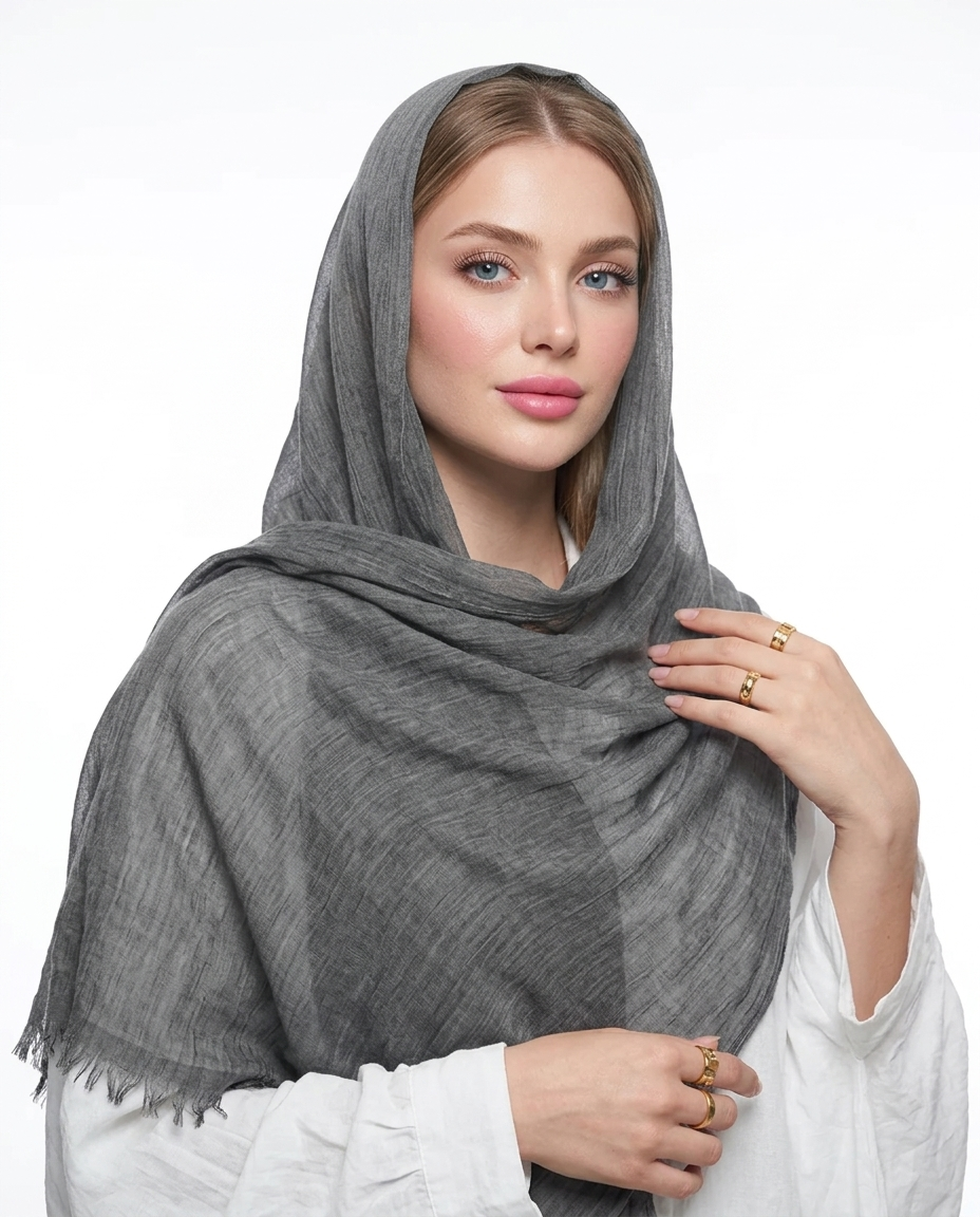 Ruffled Thai Hijab - Grey