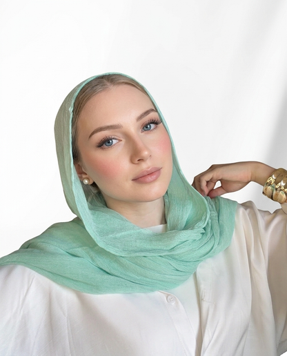 Ruffled Thai Hijab - Mint Green