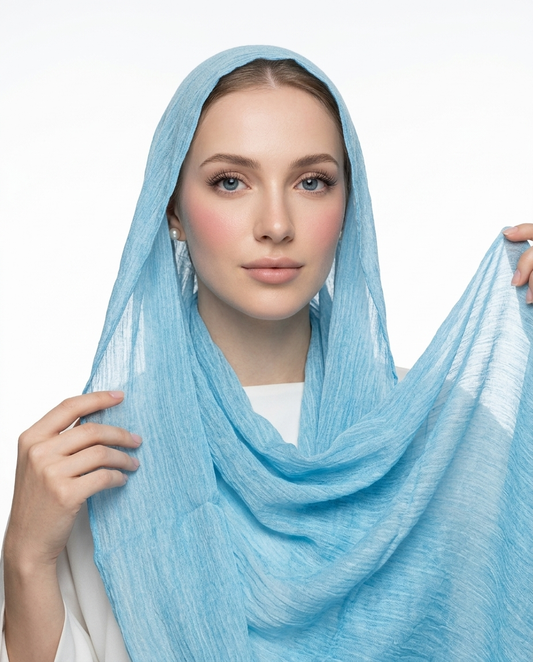 Ruffled Thai Hijab - Baby Blue