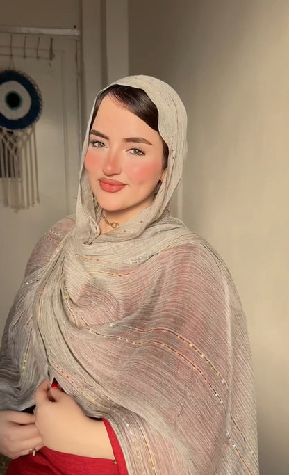 Dotted Thai Hijab - Grey